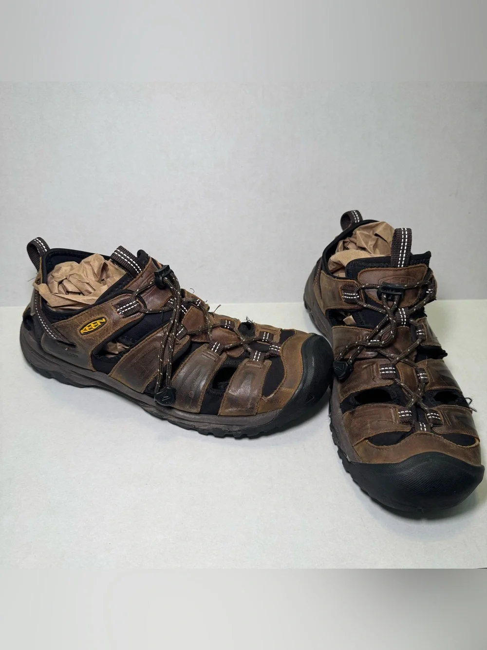 KEEN Waterproof Leather Hiking Sandals Men’s Size 10 Brown Outdoor Trail Shoes